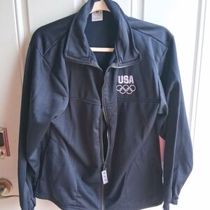Women's Black Full-Zip Bomber Jacket with USA Olympic Logo